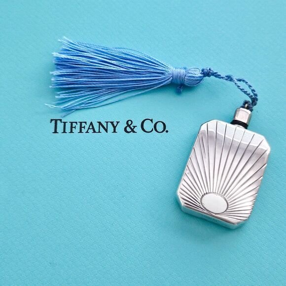 Tiffany & Co. Accessories - RARE Vintage Tiffany & Co. Antique Silver Perfume Flask Bottle With Blue Tassel